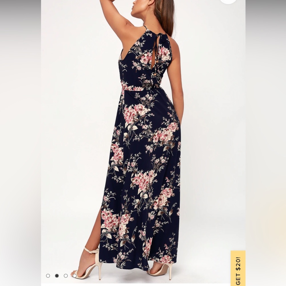 Lulu’s Feel the Music Midnight Blue Floral Print Maxi Dress Size Small NWOT - Picture 3 of 15